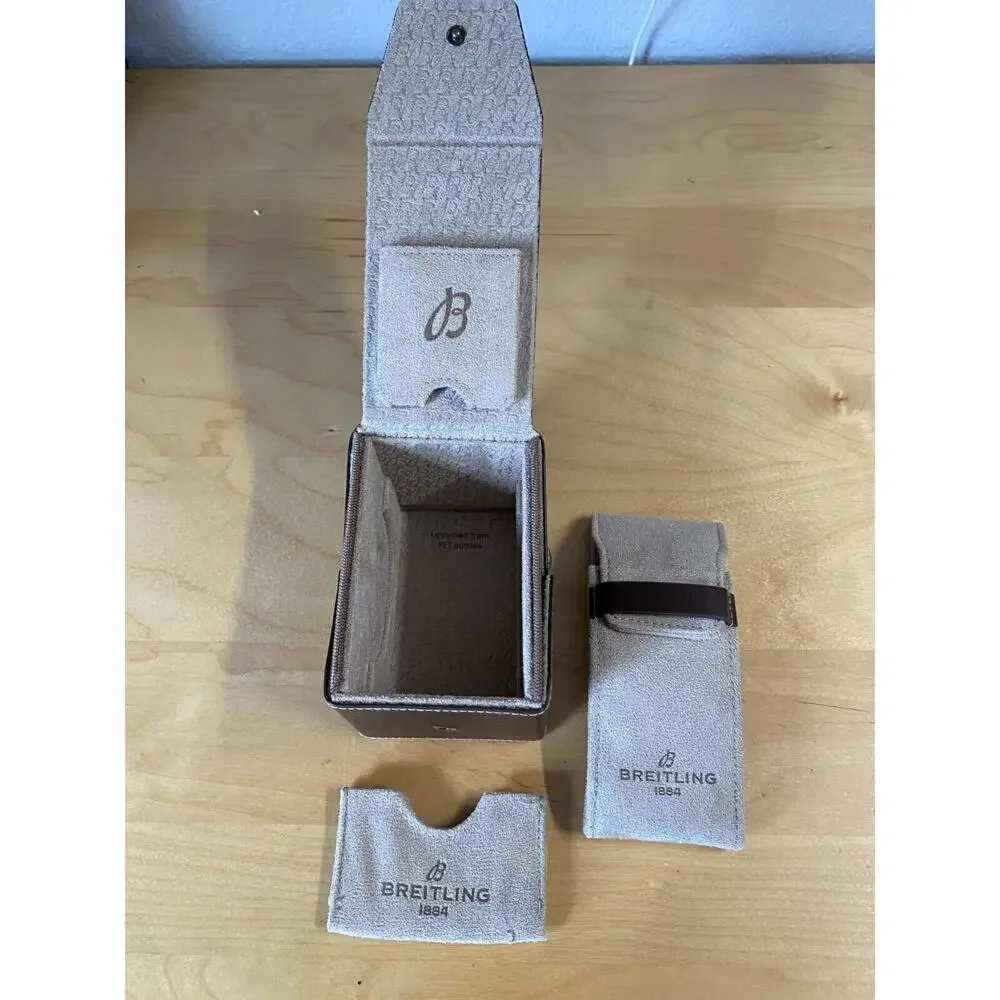 Breitling Watch Eco Friendly Leather Collapsible Brown Box, Pouch, Card holder